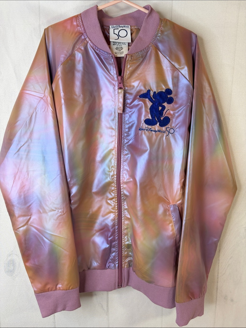 NWT Walt Disney World 50th Anniversary Youth Large Iridescent Bomber Jacket
